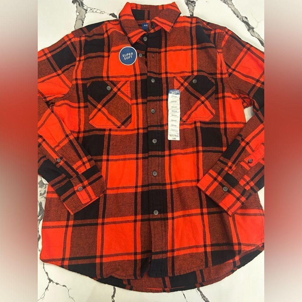 Arizona Red and Black Plaid Casual Shirt NWT Medium